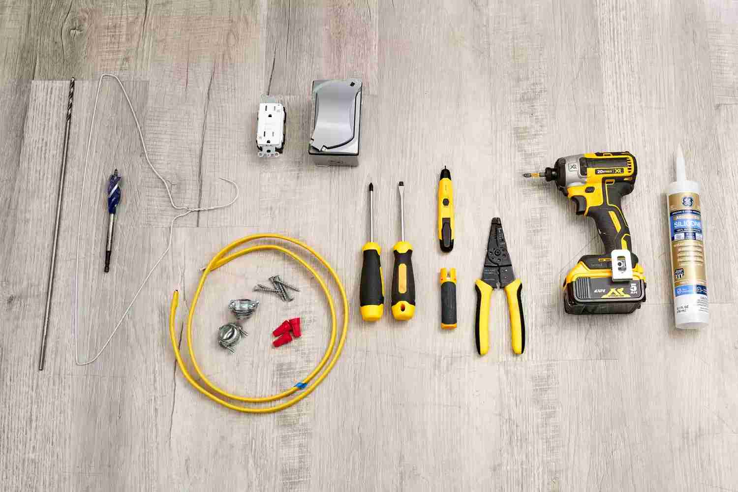Materials for adding an outdoor outlet to an existing circuit